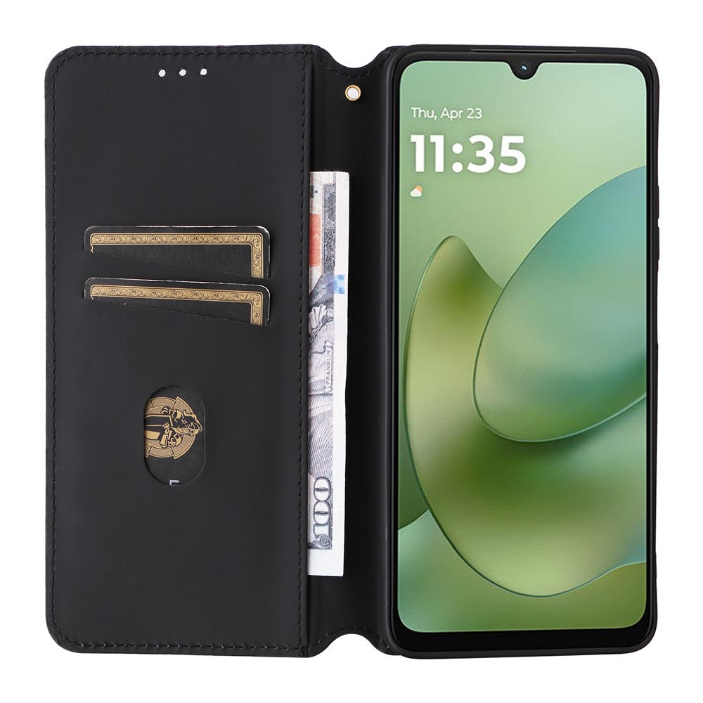 For Motorola Moto G06 4G  /  G06 Power 4G Case Wallet Rhombus Imprinted Leather Phone Cover