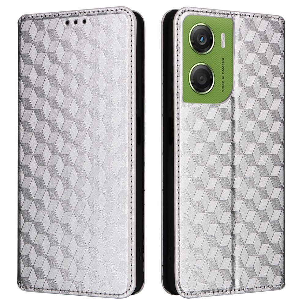 For Motorola Moto G06 4G  /  G06 Power 4G Case Wallet Rhombus Imprinted Leather Phone Cover