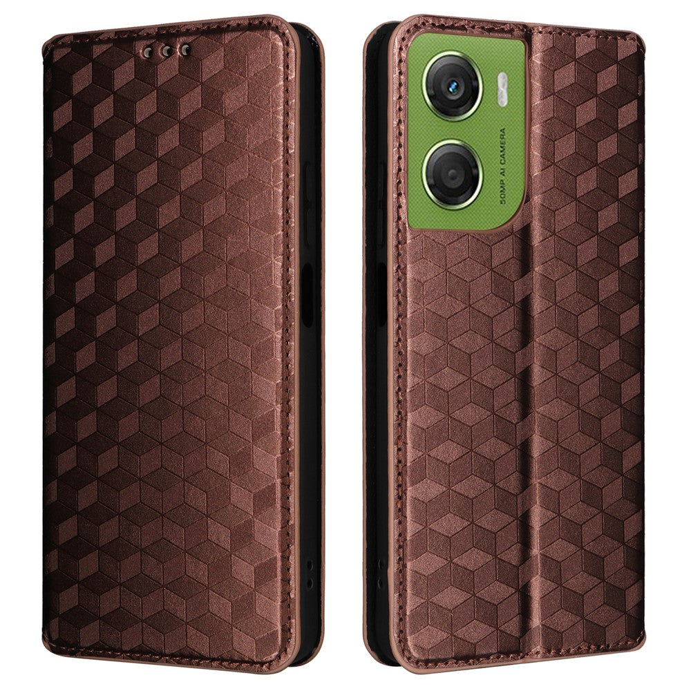 For Motorola Moto G06 4G  /  G06 Power 4G Case Wallet Rhombus Imprinted Leather Phone Cover