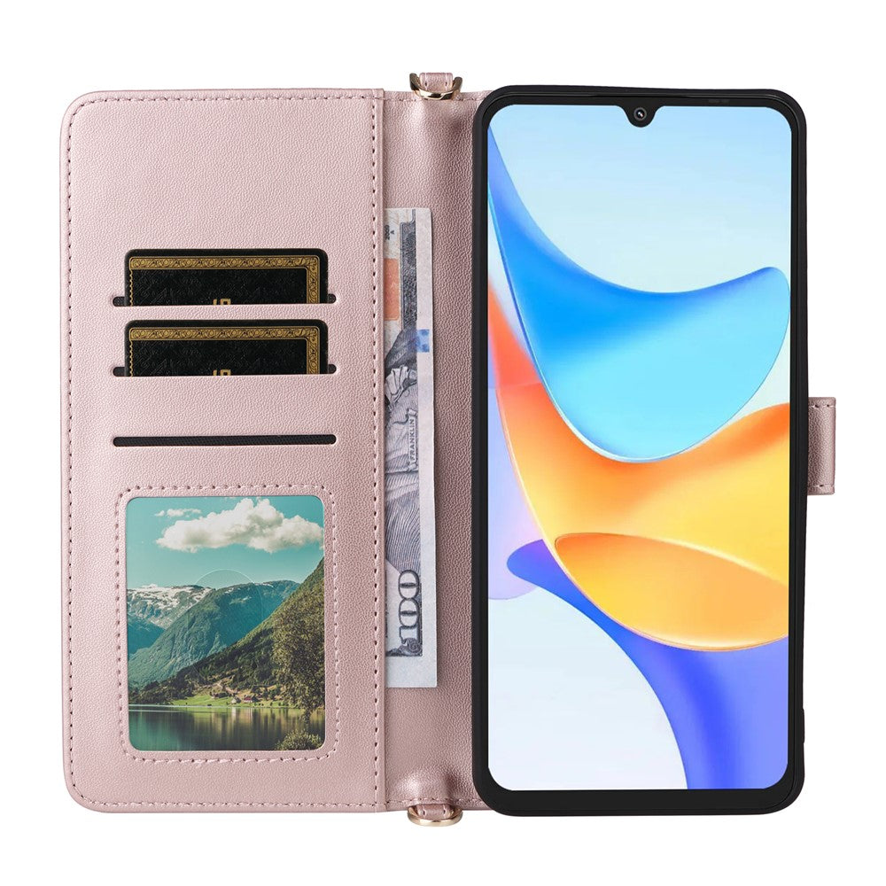 For Blackview Shark 6  /  Oscal Tiger 8 Case with Shoulder  /  Wrist Strap Leather Phone Cover Stand Wallet