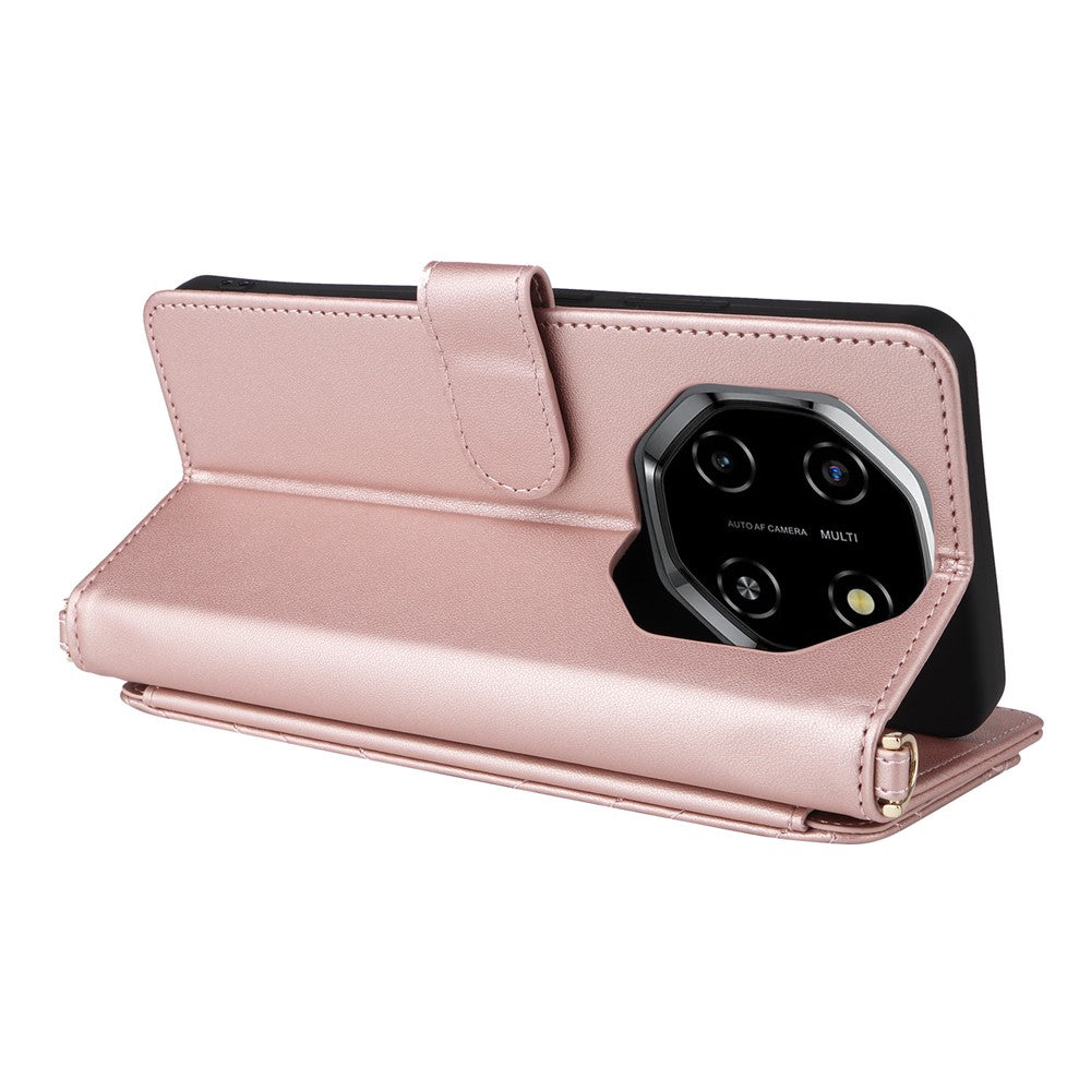 For Blackview Shark 6  /  Oscal Tiger 8 Case with Shoulder  /  Wrist Strap Leather Phone Cover Stand Wallet