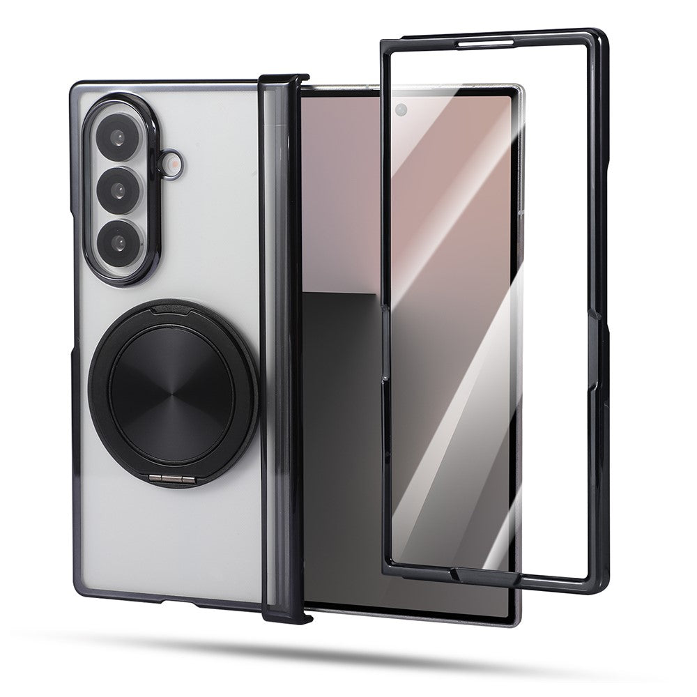For Samsung Galaxy Z Fold7 5G Magnetic Case CD Vein Rotating Kickstand Electroplated PC Phone Cover