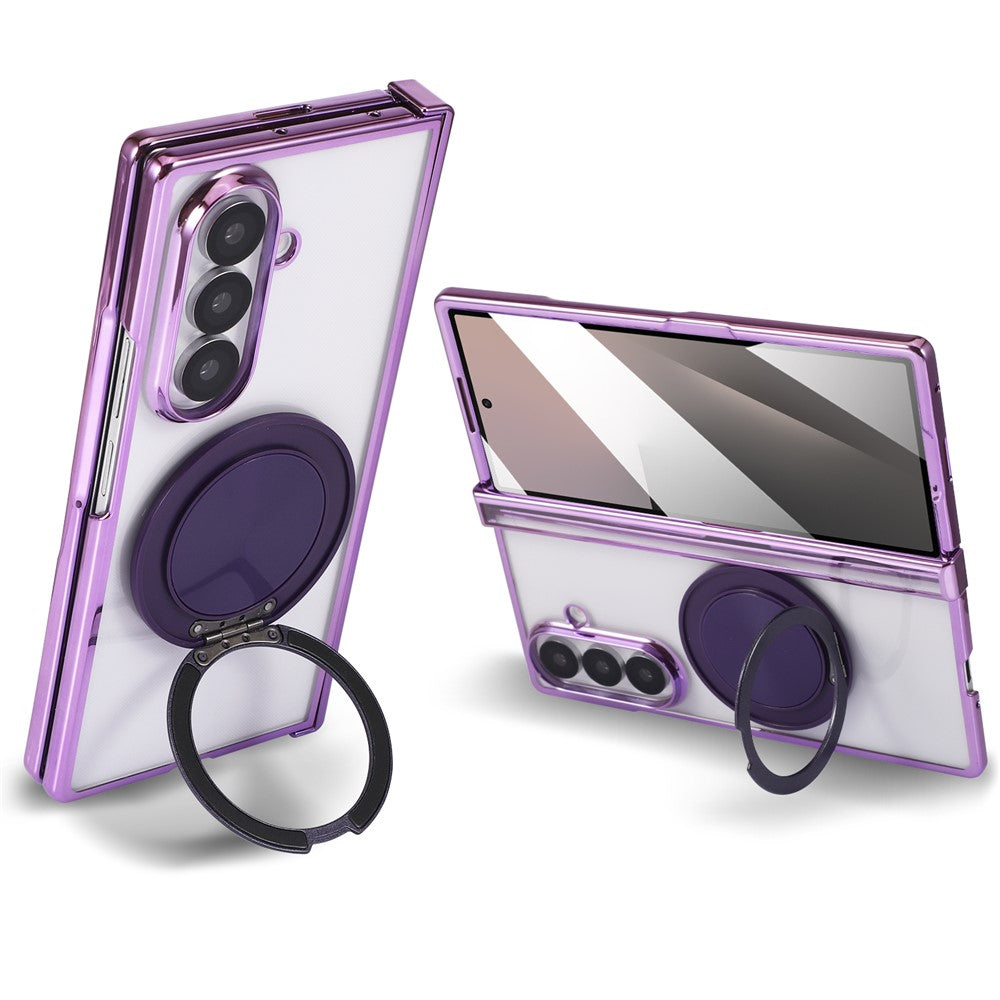 For Samsung Galaxy Z Fold7 5G Magnetic Case CD Vein Rotating Kickstand Electroplated PC Phone Cover