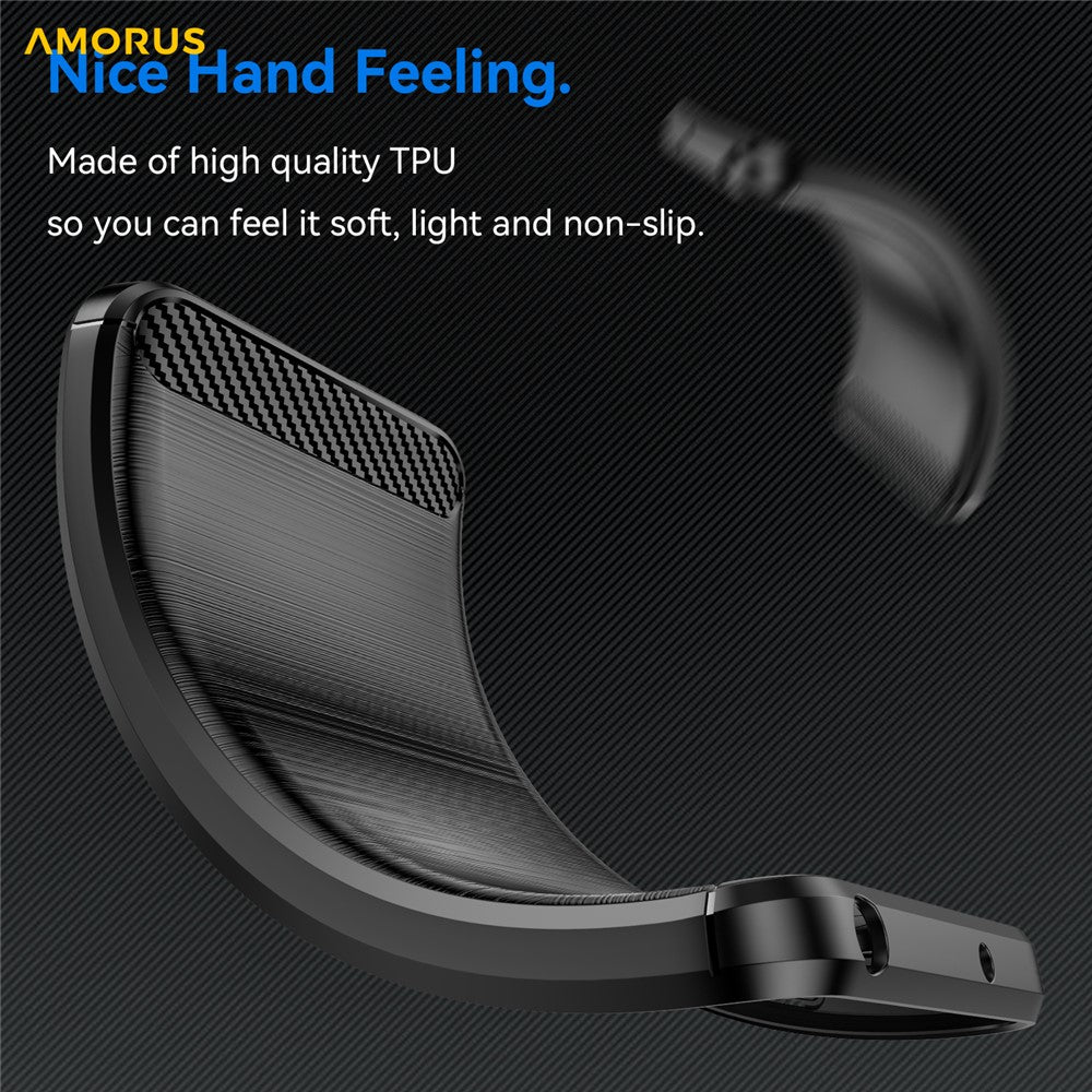 AMORUS For Samsung Galaxy S25 FE Case Carbon Fiber Texture Brushed Protective Phone Cover