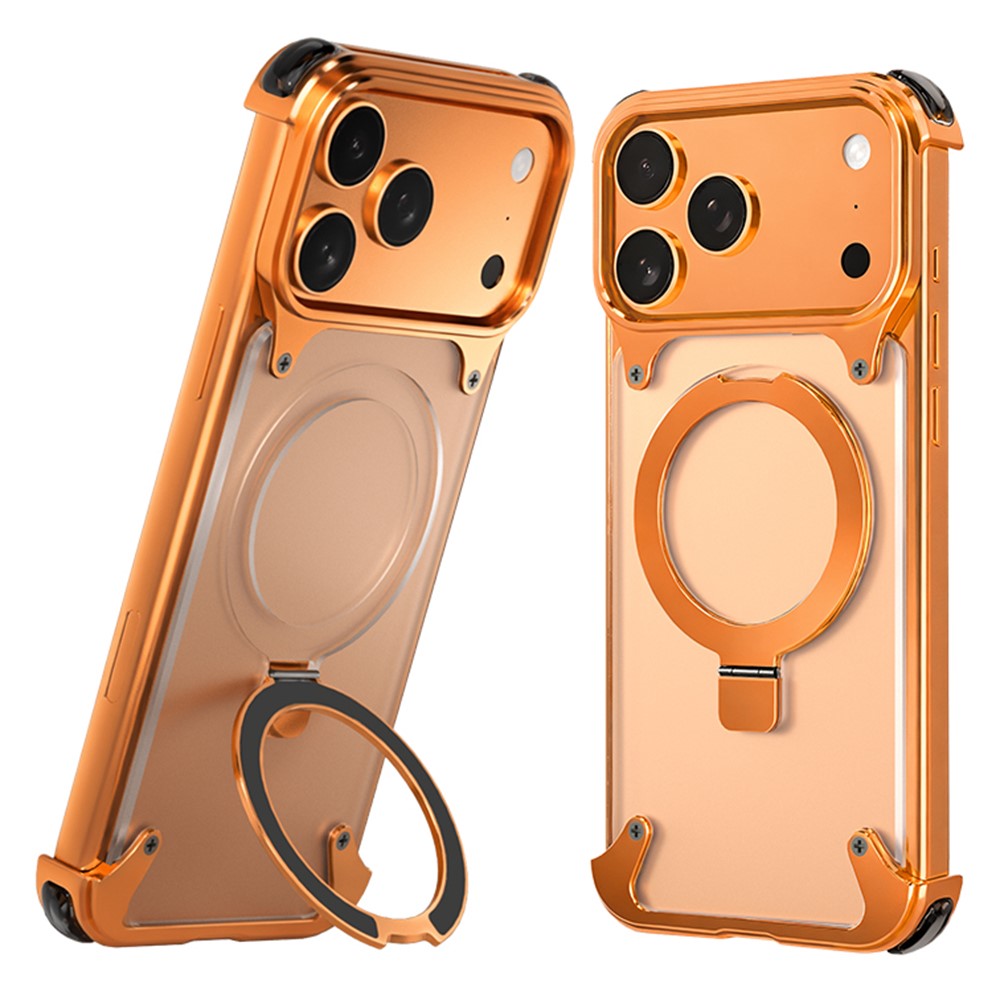 For iPhone 17 Pro Phone Case with Kickstand Compatible with MagSafe Metal PC Matte Back Cover