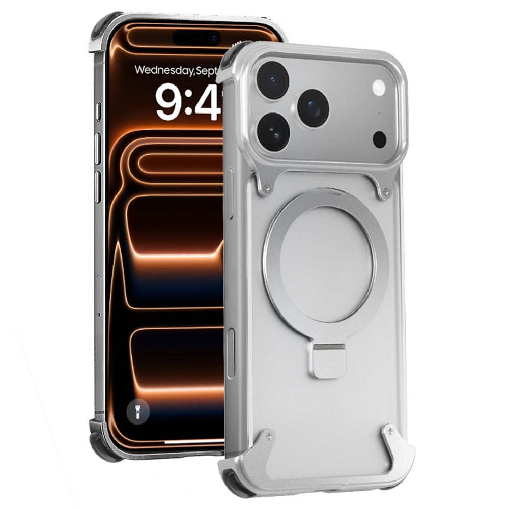 For iPhone 17 Pro Phone Case with Kickstand Compatible with MagSafe Metal PC Matte Back Cover