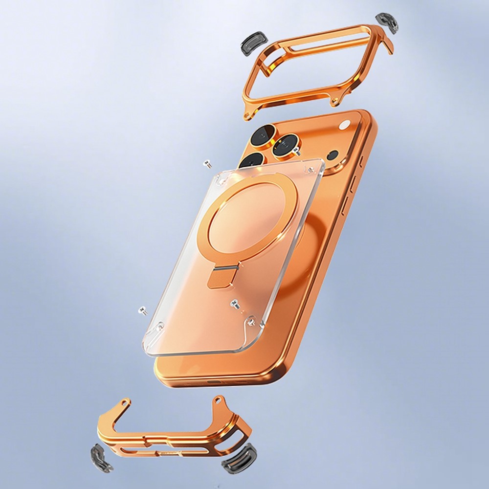 For iPhone 17 Pro Max Phone Case with Kickstand Compatible with MagSafe Metal PC Matte Back Cover