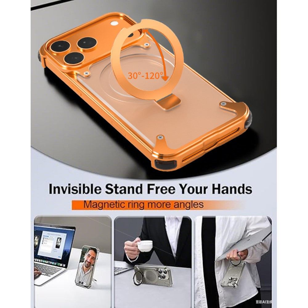 For iPhone 17 Pro Max Phone Case with Kickstand Compatible with MagSafe Metal PC Matte Back Cover