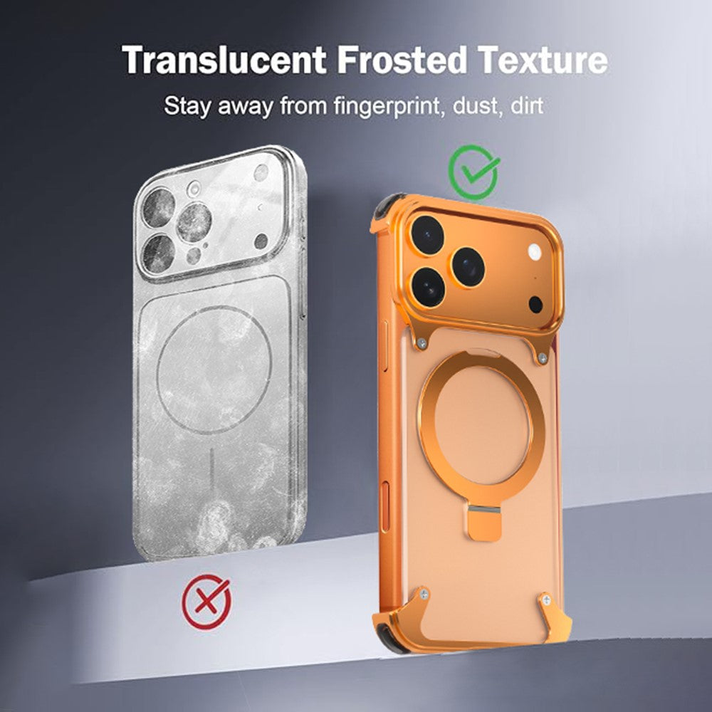 For iPhone 17 Pro Max Phone Case with Kickstand Compatible with MagSafe Metal PC Matte Back Cover