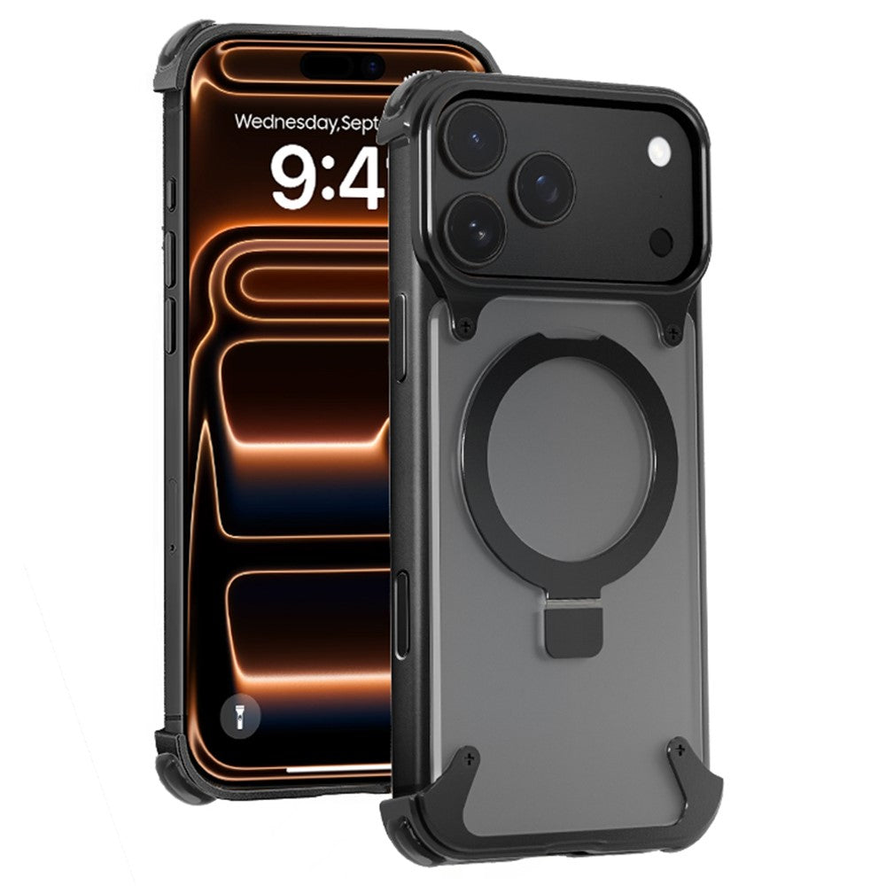 For iPhone 17 Pro Max Phone Case with Kickstand Compatible with MagSafe Metal PC Matte Back Cover