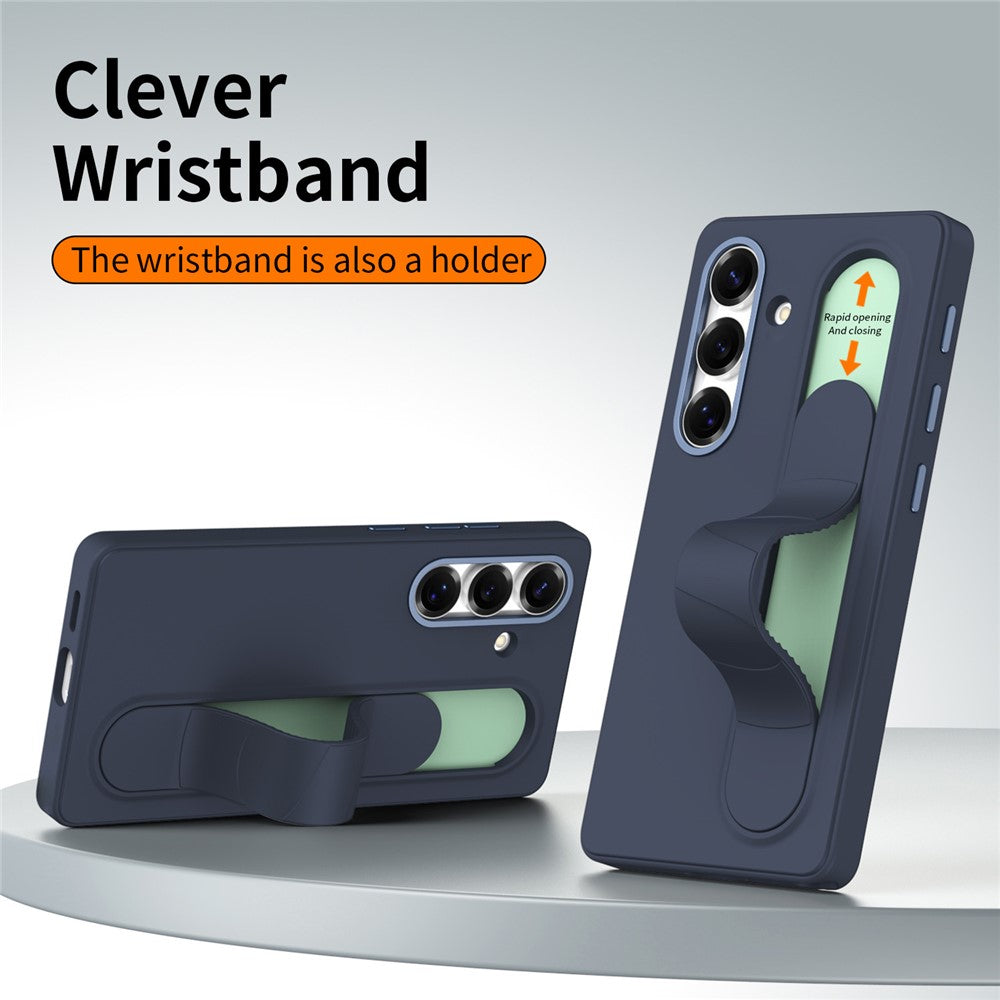 For Samsung Galaxy S24+ Case Customizable Smart Key Control Wristband Kickstand PC + Silicone Phone Cover