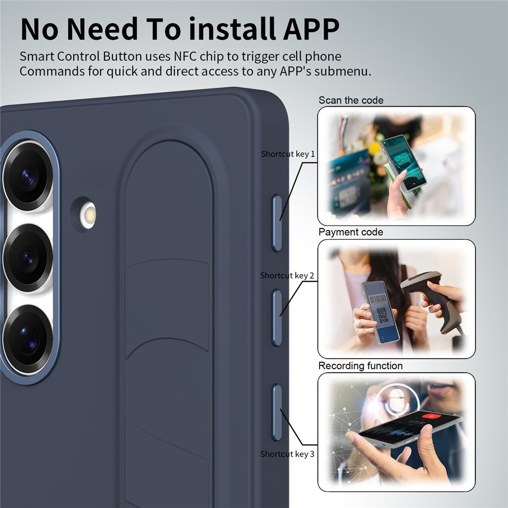 For Samsung Galaxy S24+ Case Customizable Smart Key Control Wristband Kickstand PC + Silicone Phone Cover