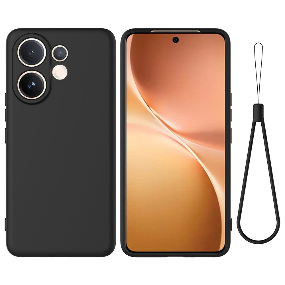 For vivo V60 5G  /  T4 Pro Liquid Silicone Case Phone Back Cover with Hand Strap