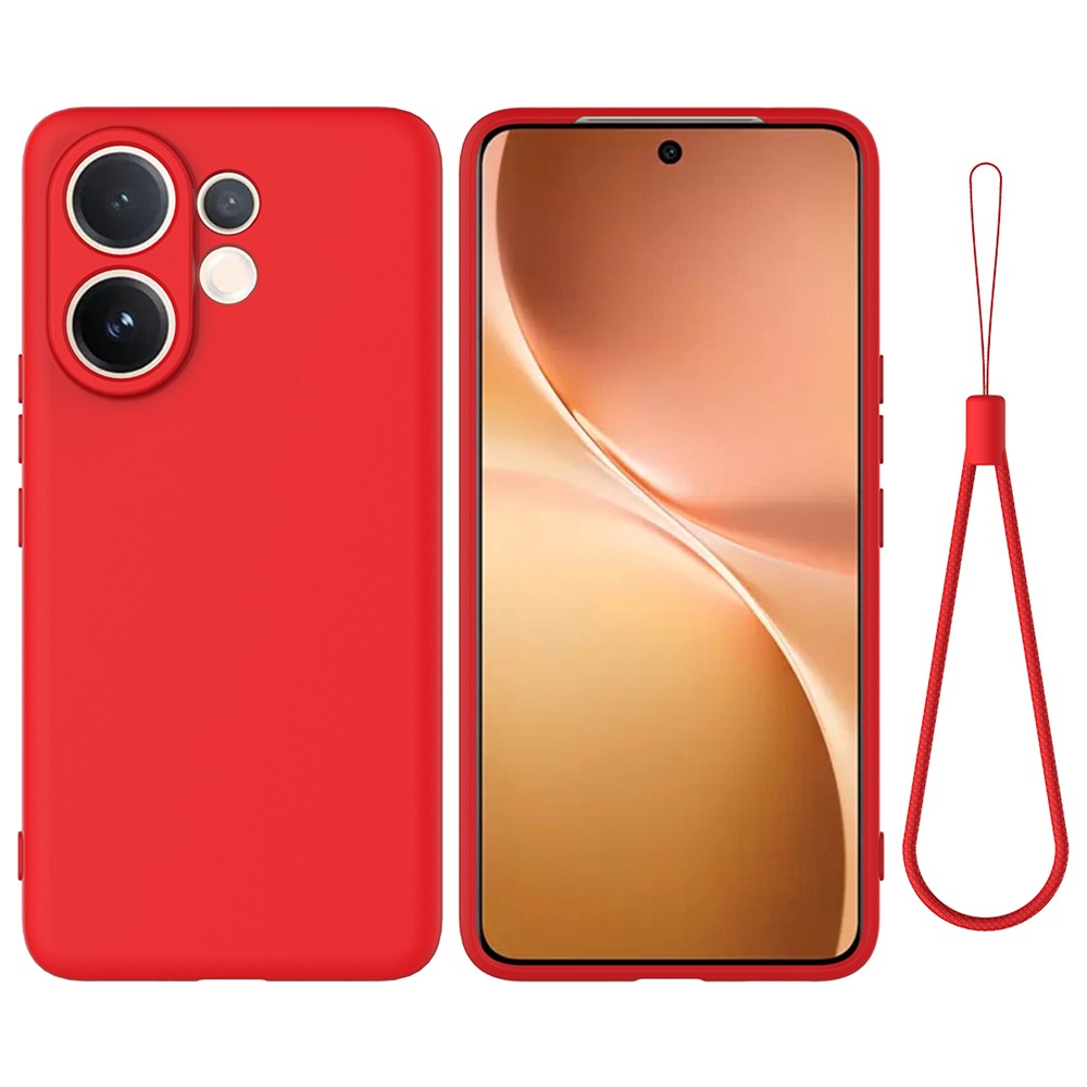 For vivo V60 5G  /  T4 Pro Liquid Silicone Case Phone Back Cover with Hand Strap