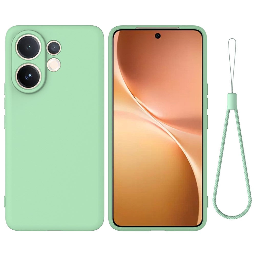 For vivo V60 5G  /  T4 Pro Liquid Silicone Case Phone Back Cover with Hand Strap