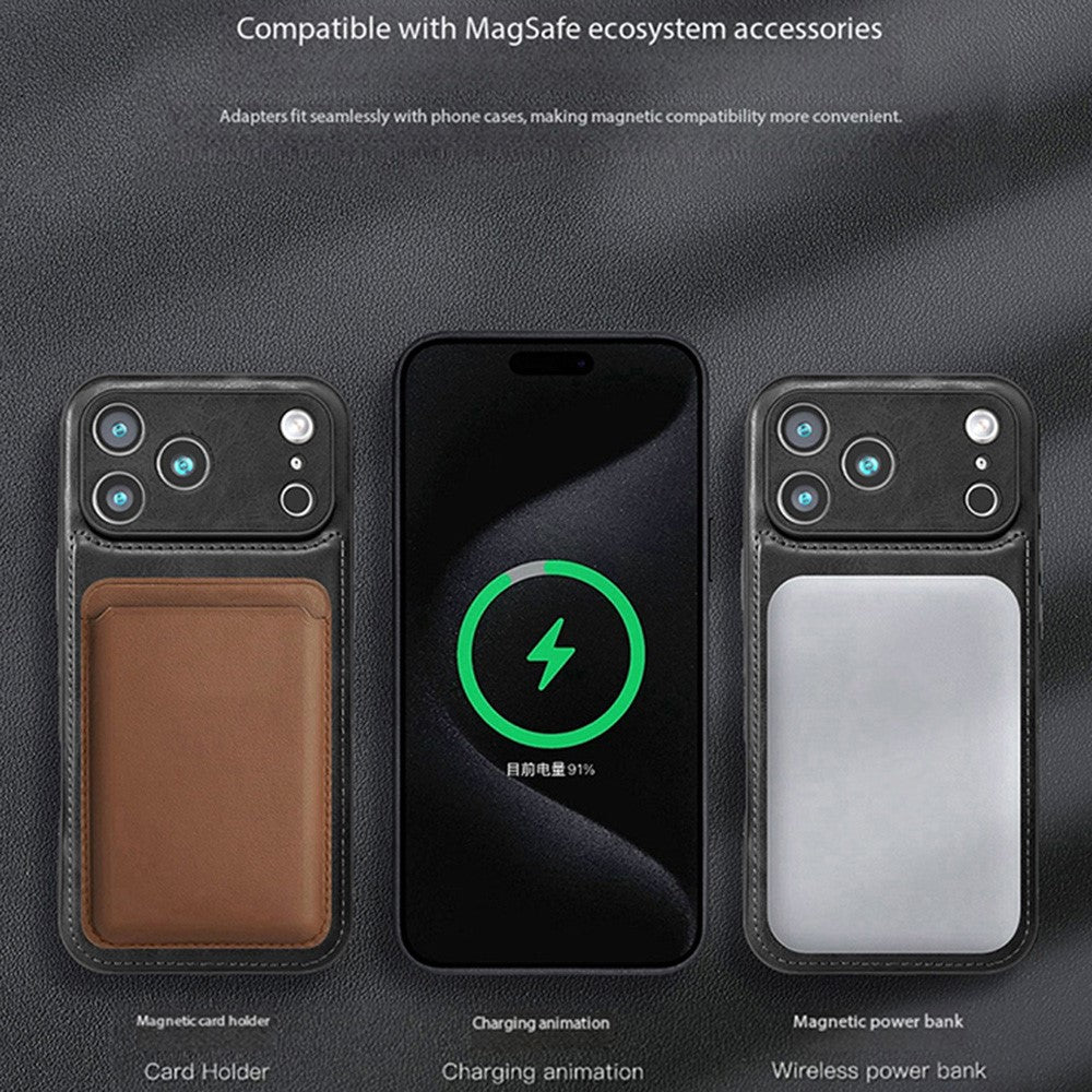 For iPhone 17 Pro Phone Case Compatible with MagSafe PC PU Leather Back Cover