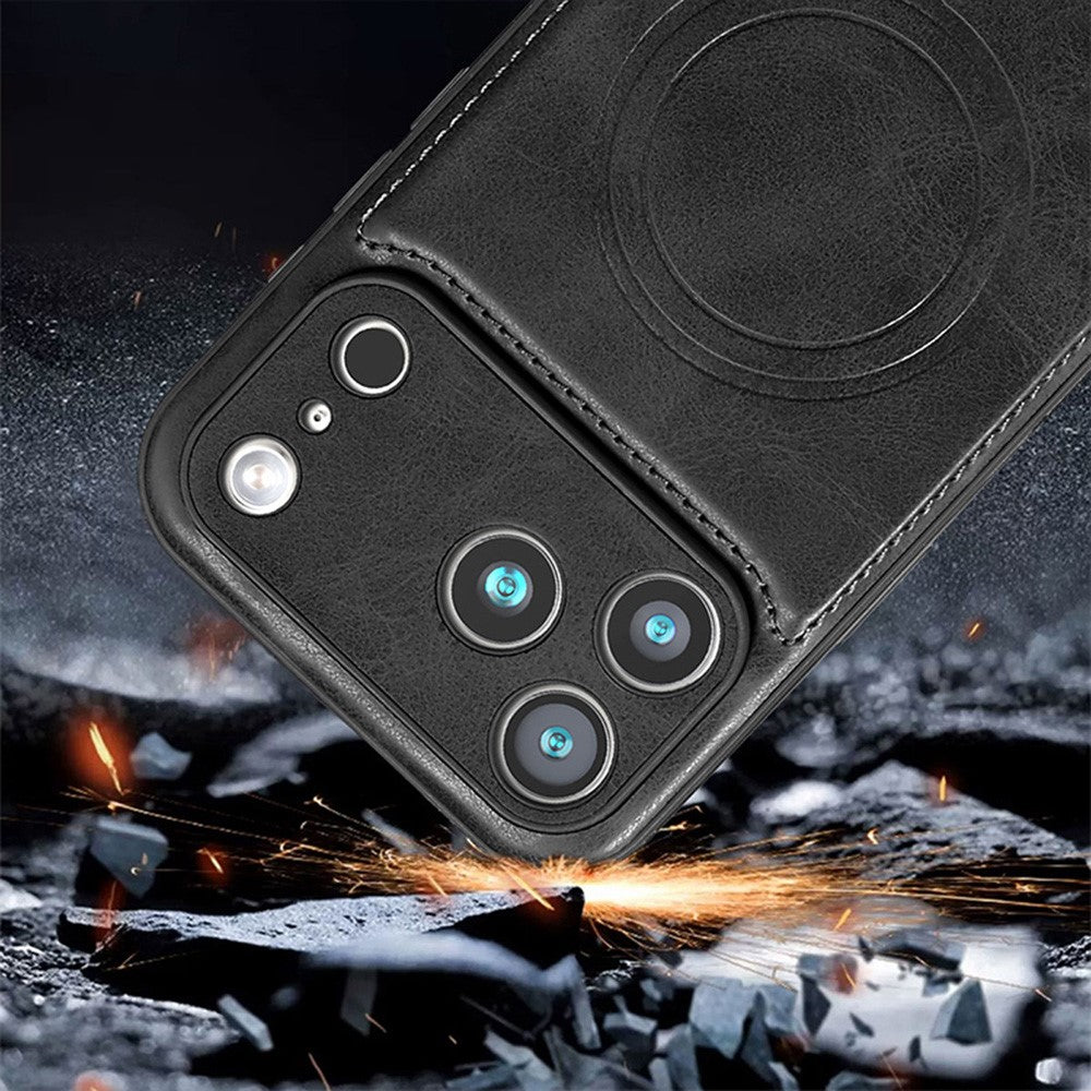For iPhone 17 Pro Phone Case Compatible with MagSafe PC PU Leather Back Cover