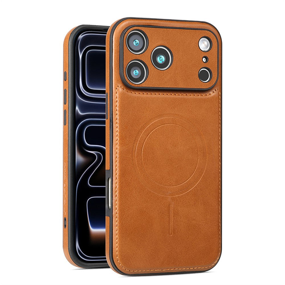 For iPhone 17 Pro Phone Case Compatible with MagSafe PC PU Leather Back Cover