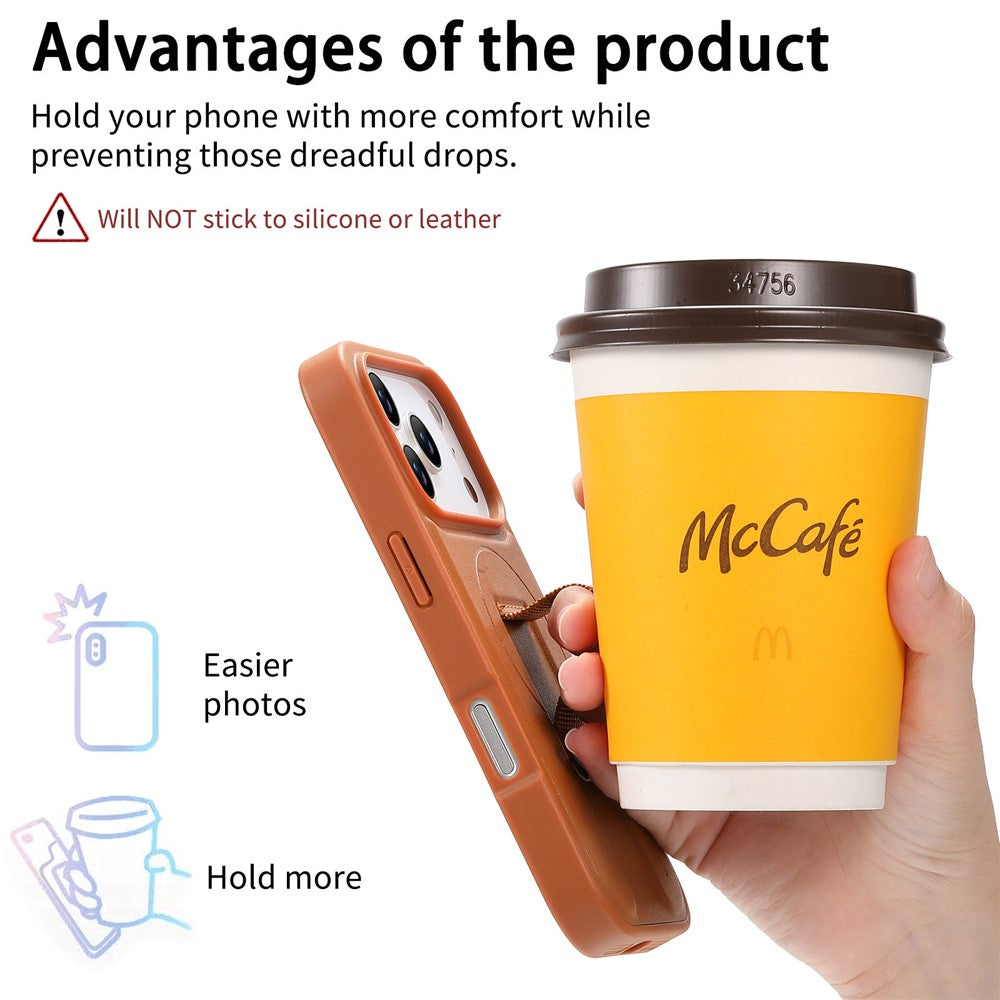 CASENEO For iPhone 17 Pro Max Magnetic Case Wristband PU Leather + PC Shockproof Phone Cover