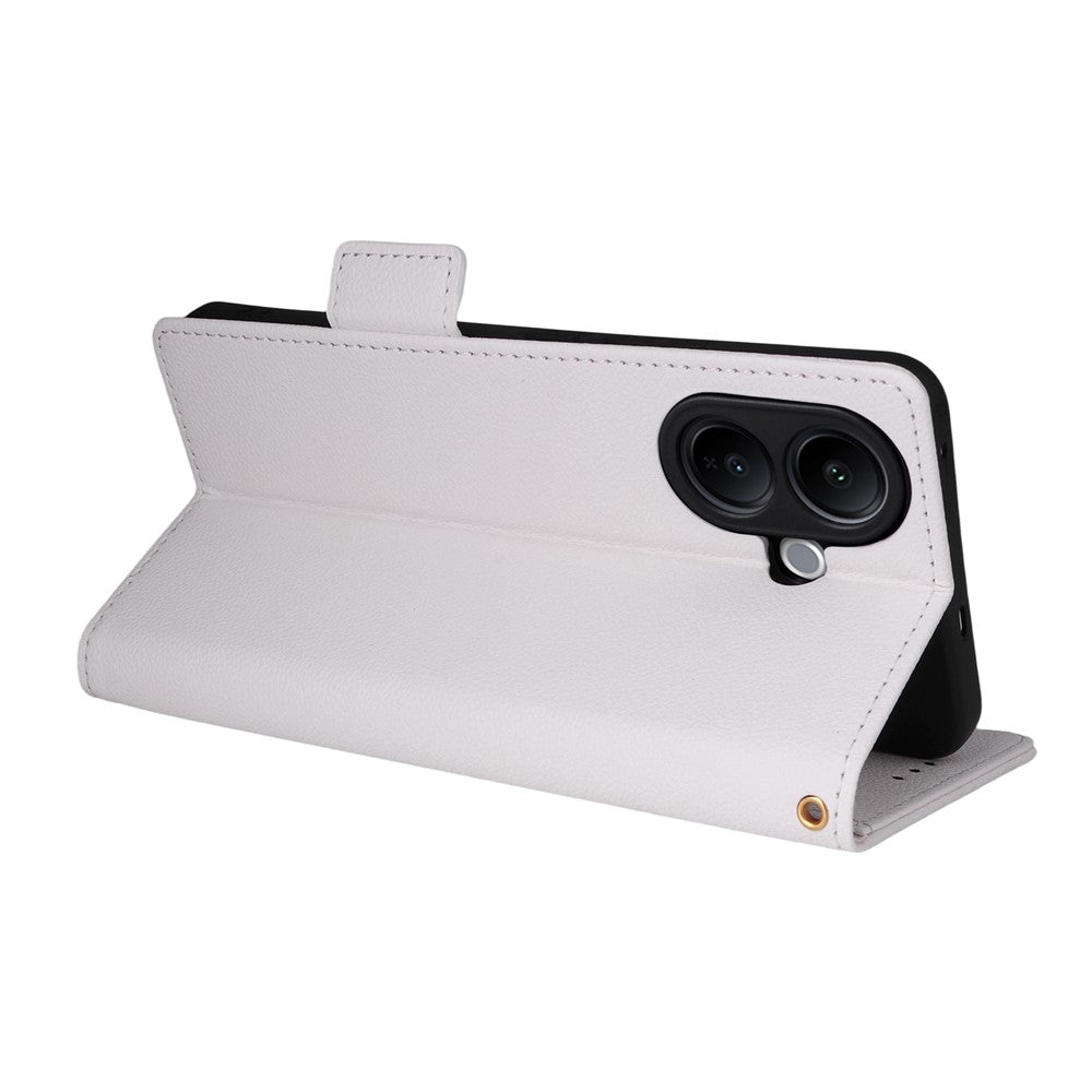 For vivo V60 Lite 4G  /  5G Case Litchi Texture Wallet Leather Phone Cover with Wrist Strap