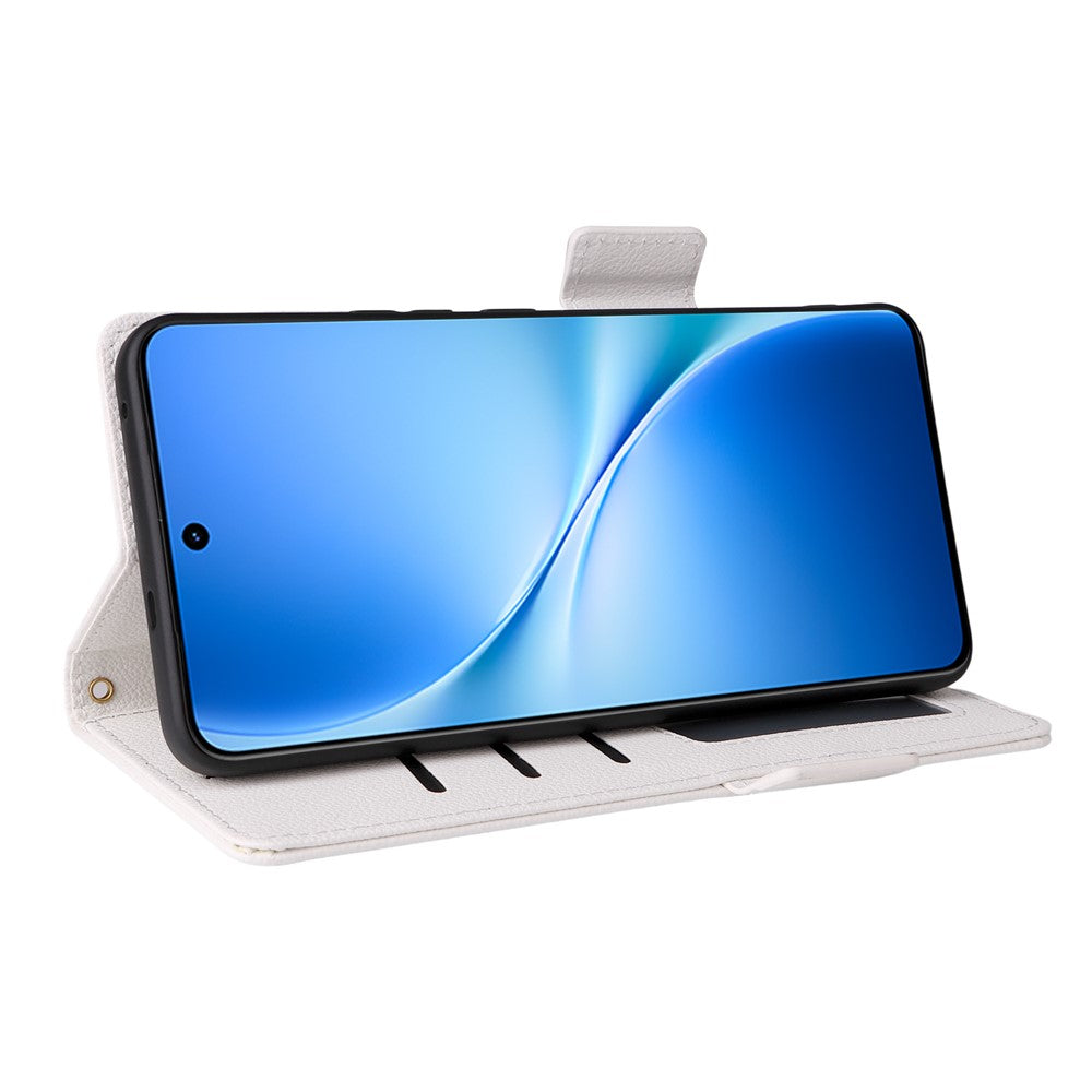 For vivo V60 Lite 4G  /  5G Case Litchi Texture Wallet Leather Phone Cover with Wrist Strap