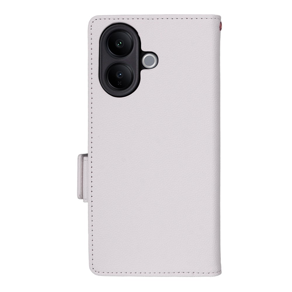 For vivo V60 Lite 4G  /  5G Case Litchi Texture Wallet Leather Phone Cover with Wrist Strap