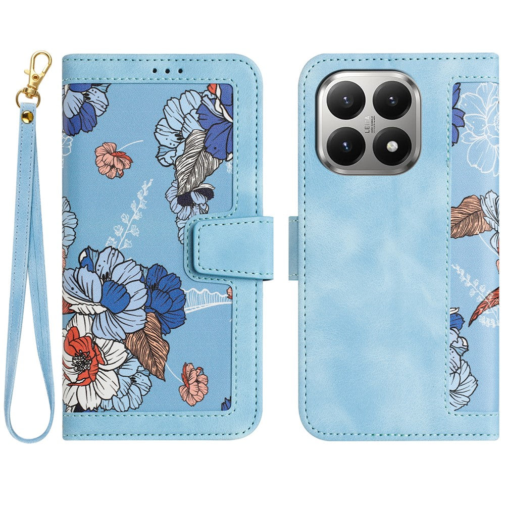 For Xiaomi 15T Case PU Leather Floral Phone Cover with Card Slots