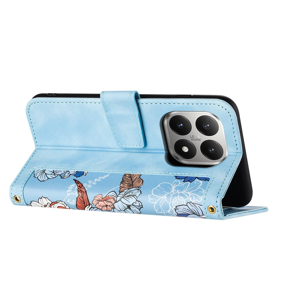 For Xiaomi 15T Case PU Leather Floral Phone Cover with Card Slots