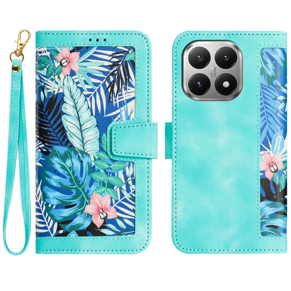 For Xiaomi 15T Case PU Leather Floral Phone Cover with Card Slots