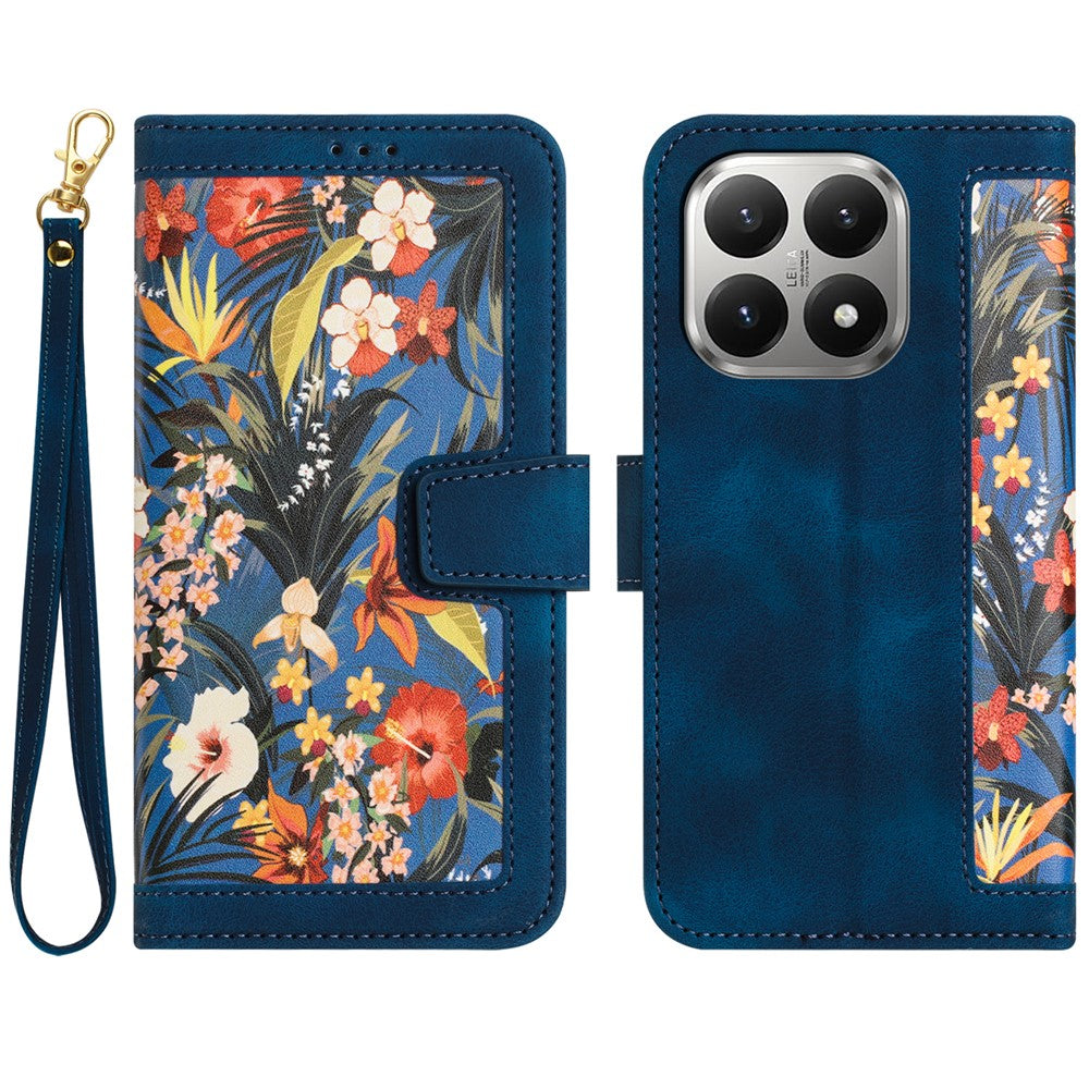 For Xiaomi 15T Case PU Leather Floral Phone Cover with Card Slots