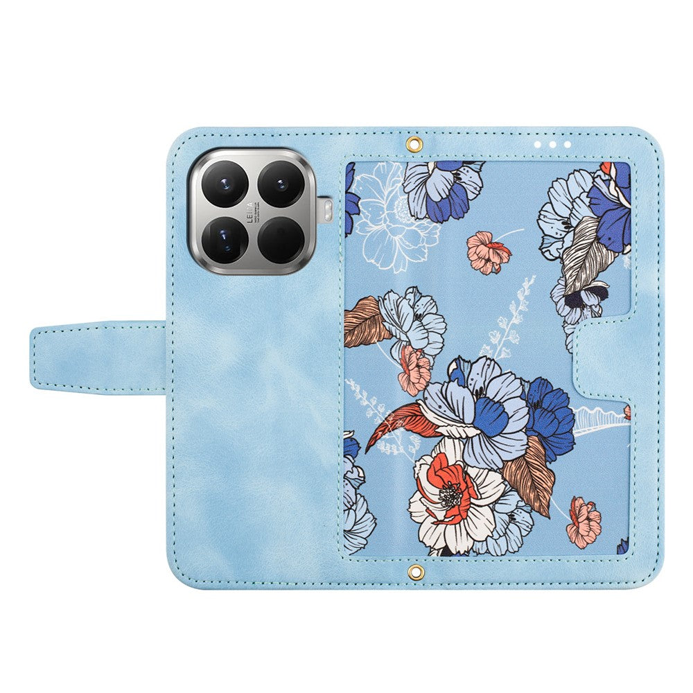 For Xiaomi 15T Pro Case PU Leather Floral Phone Cover with Card Slots