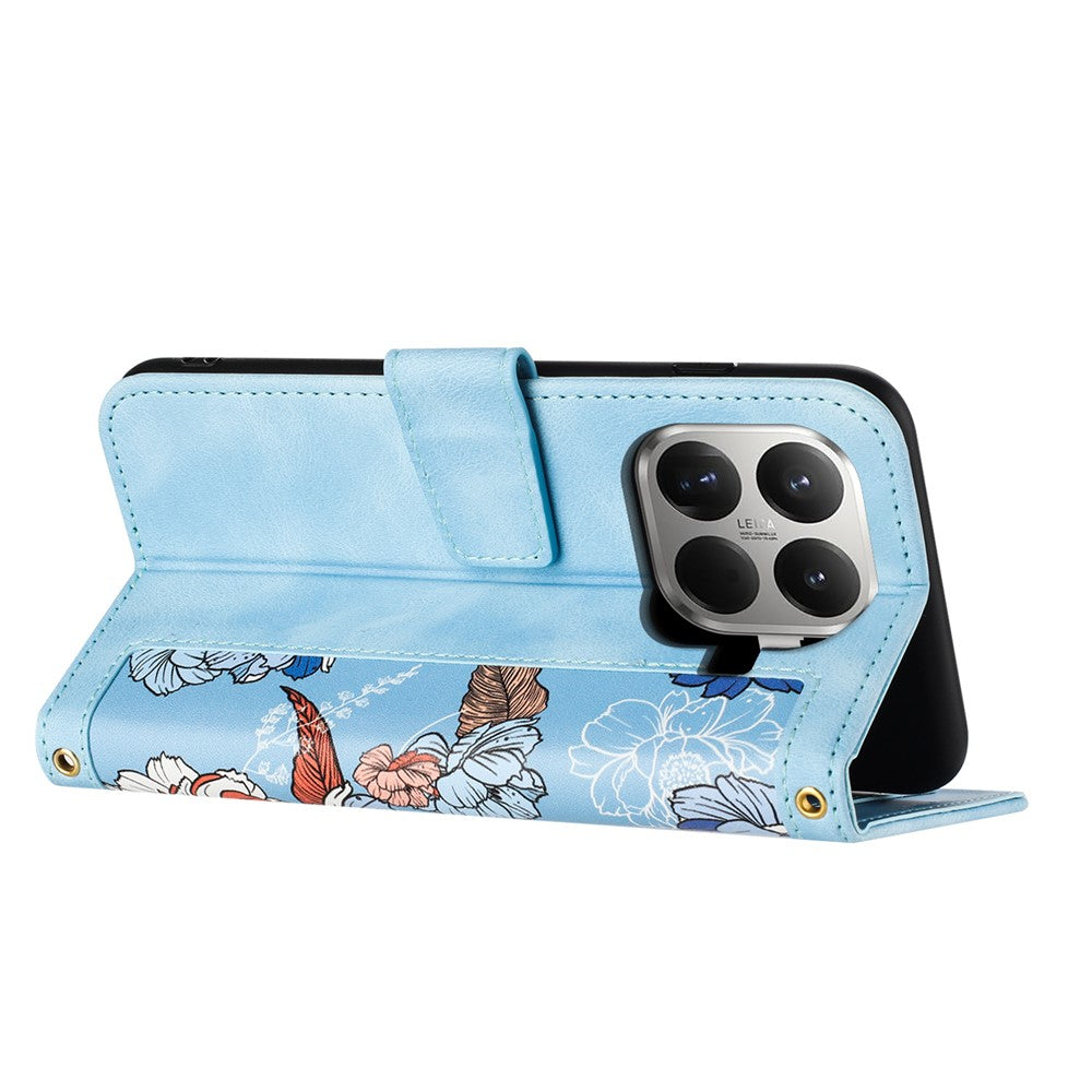 For Xiaomi 15T Pro Case PU Leather Floral Phone Cover with Card Slots