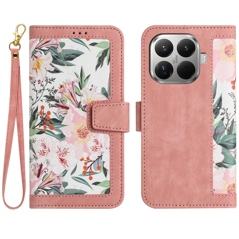 For Xiaomi 15T Pro Case PU Leather Floral Phone Cover with Card Slots