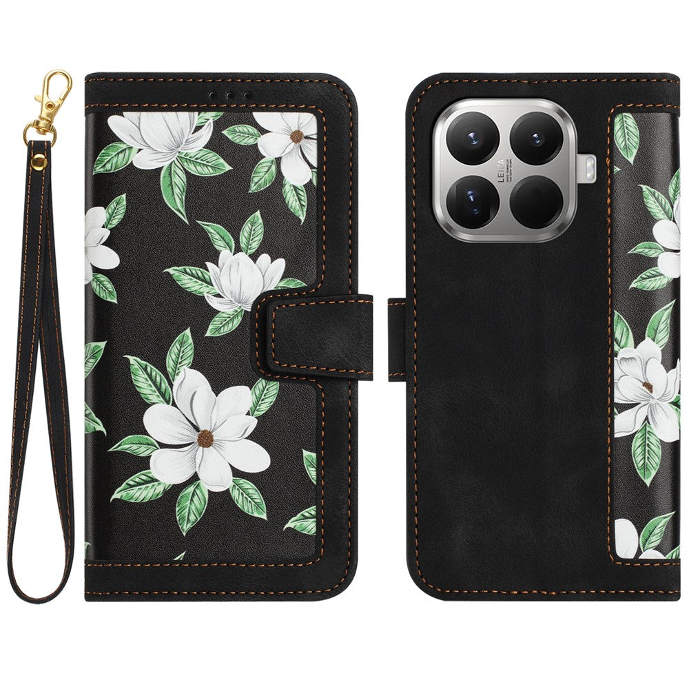 For Xiaomi 15T Pro Case PU Leather Floral Phone Cover with Card Slots