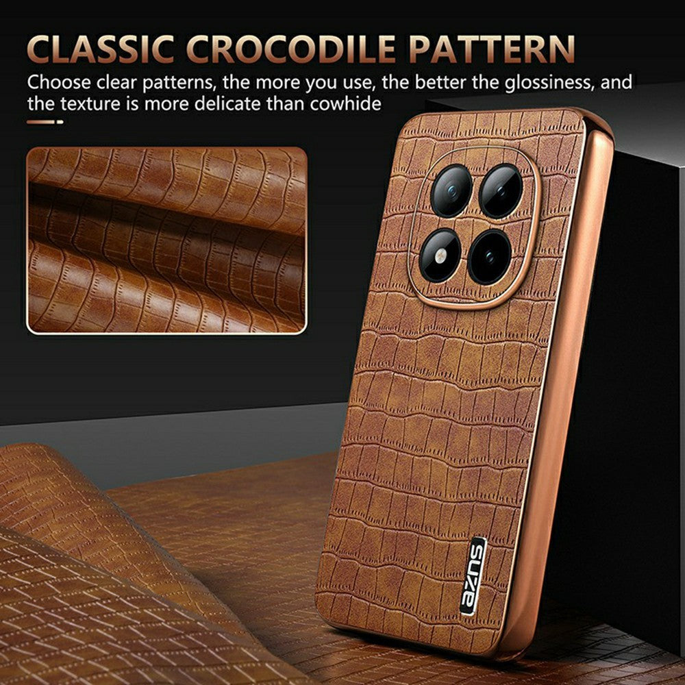 AZNS For Xiaomi Redmi Note 15 Pro+ 5G Case Electroplating Crocodile Texture PU + TPU Phone Cover