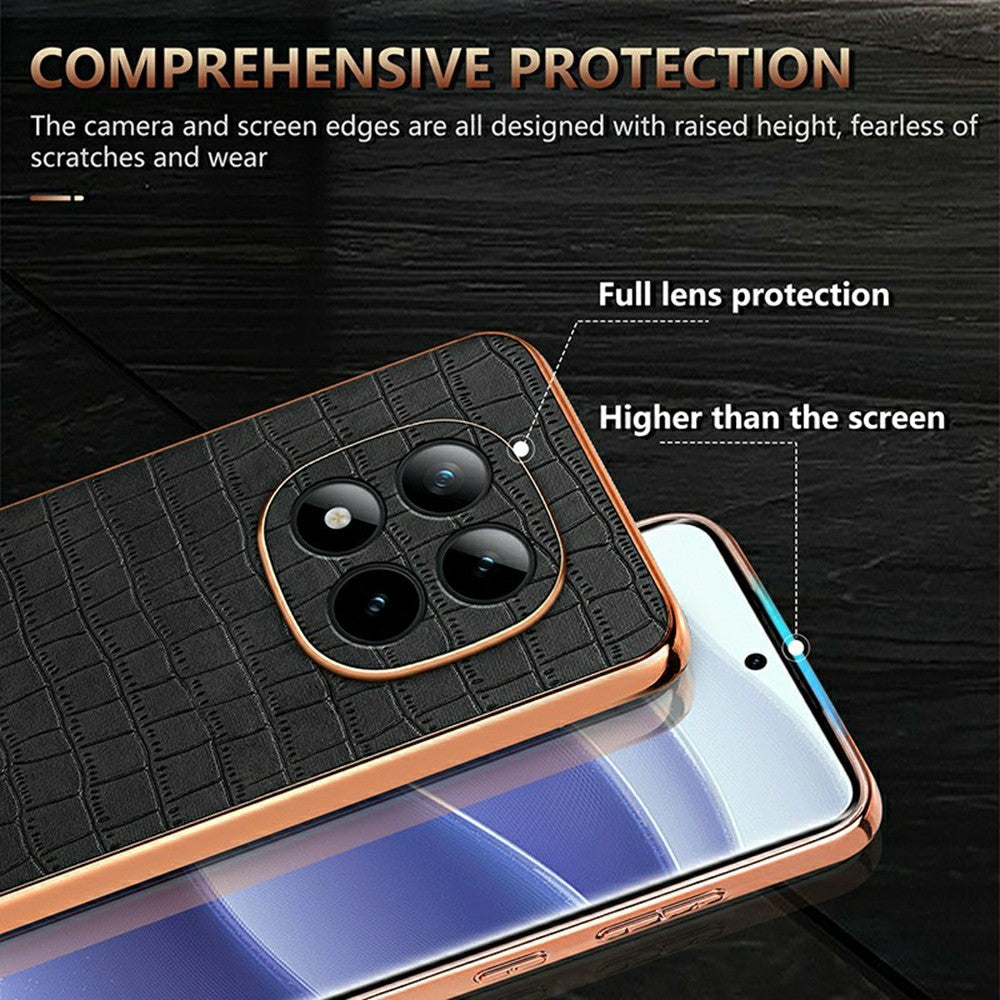AZNS For Xiaomi Redmi Note 15 Pro+ 5G Case Electroplating Crocodile Texture PU + TPU Phone Cover