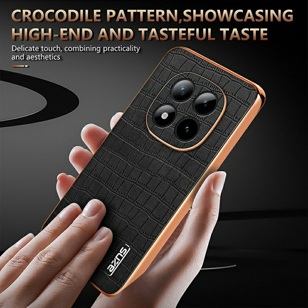 AZNS For Xiaomi Redmi Note 15 Pro+ 5G Case Electroplating Crocodile Texture PU + TPU Phone Cover