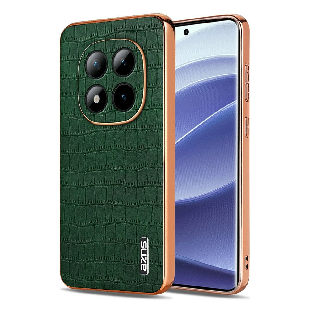 AZNS For Xiaomi Redmi Note 15 Pro+ 5G Case Electroplating Crocodile Texture PU + TPU Phone Cover