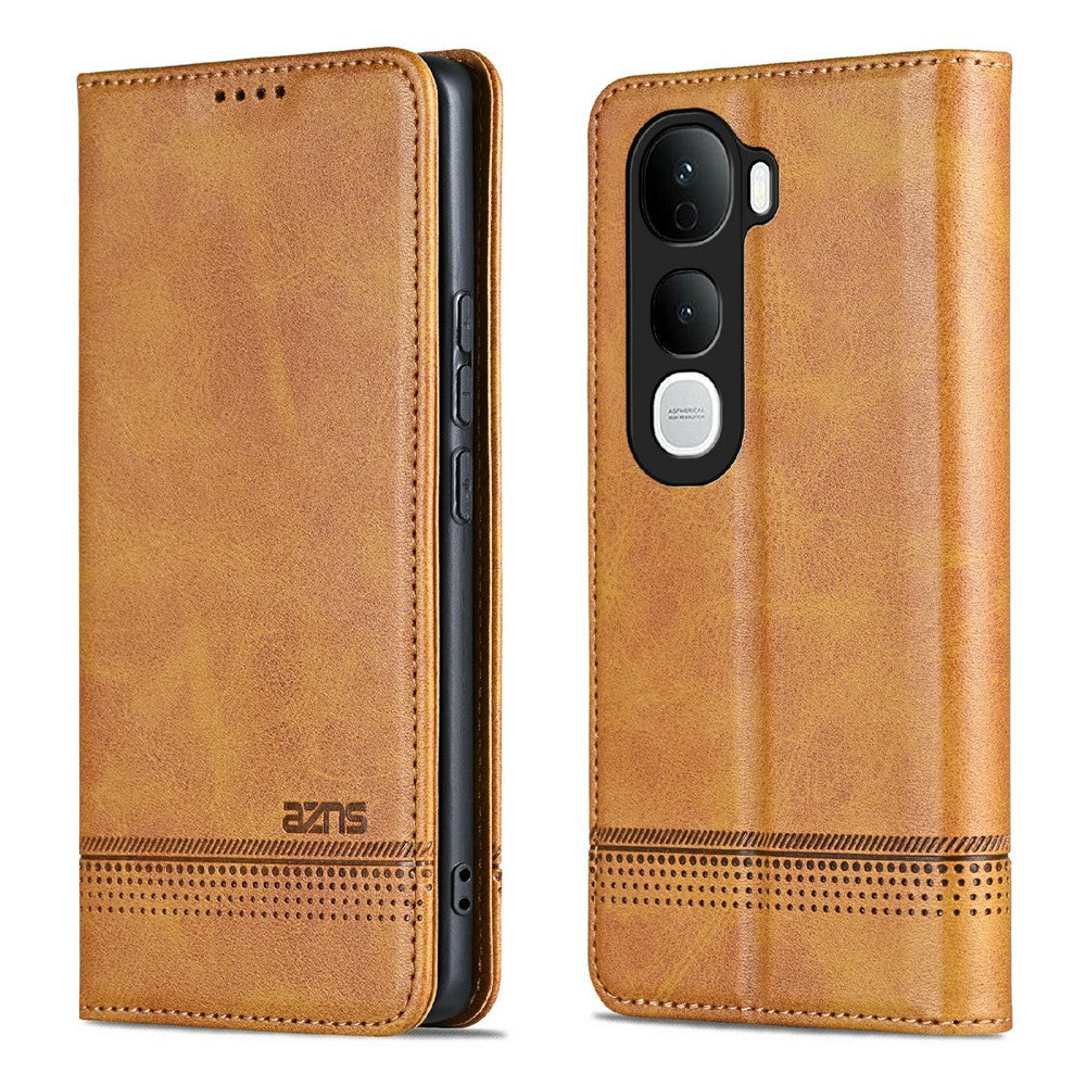 AZNS For vivo Y400 Pro 5G Case Cowhide Texture PU Leather Wallet Phone Cover