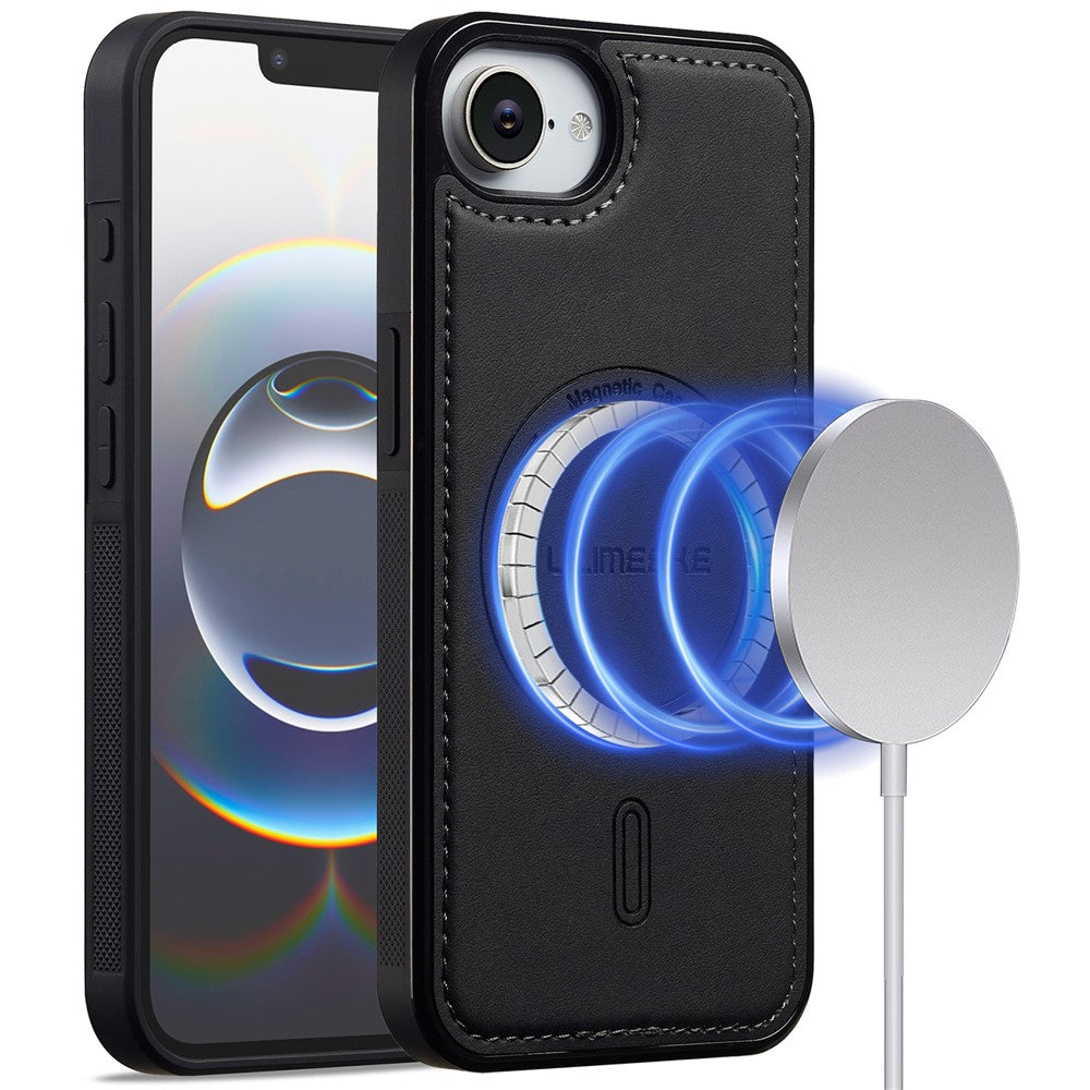 LC.IMEEKE L6 For iPhone 16e Case PU Leather Coated PC TPU Phone Cover Compatible with MagSafe