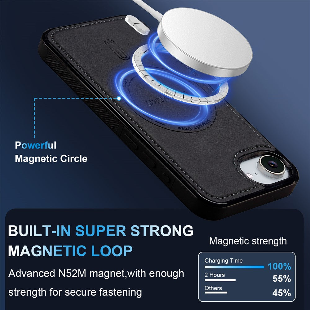 LC.IMEEKE L6 For iPhone 16e Case PU Leather Coated PC TPU Phone Cover Compatible with MagSafe