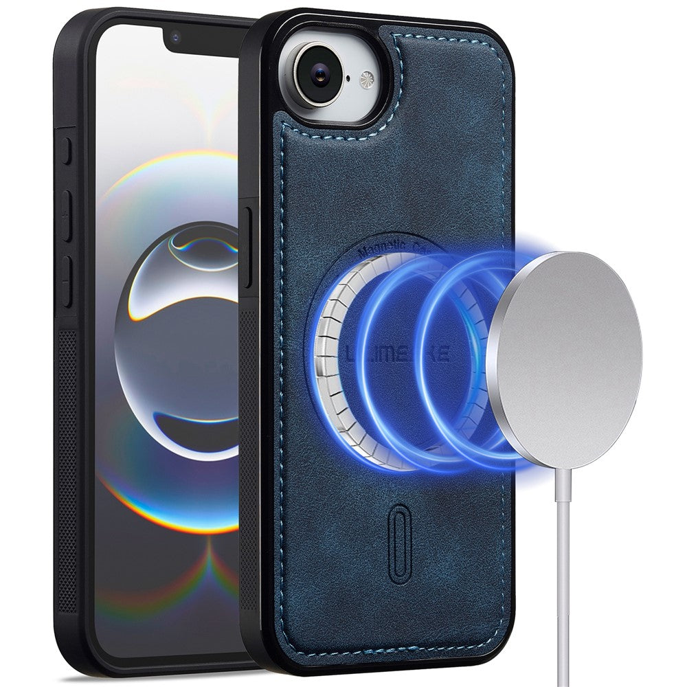 LC.IMEEKE L6 For iPhone 16e Case PU Leather Coated PC TPU Phone Cover Compatible with MagSafe