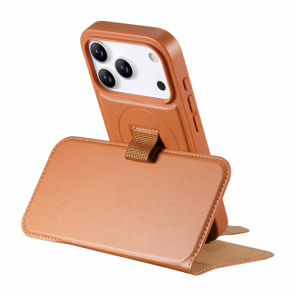 CASENEO For iPhone 17 Pro Magnetic Case RFID Blocking Wallet Detachable Leather Phone Cover with Wristband