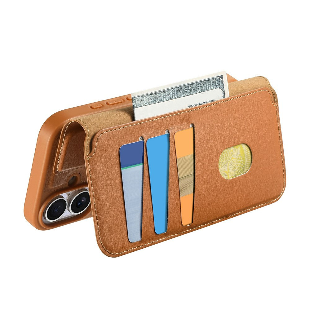 CASENEO For iPhone 17 Magnetic Case RFID Blocking Wallet Detachable Leather Phone Cover with Wristband