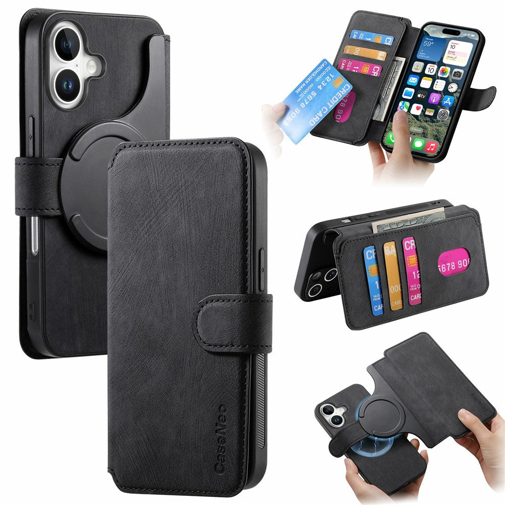 CASENEO MW-03 For iPhone 17 Case with Detachable Wallet Leather + TPU Phone Cover