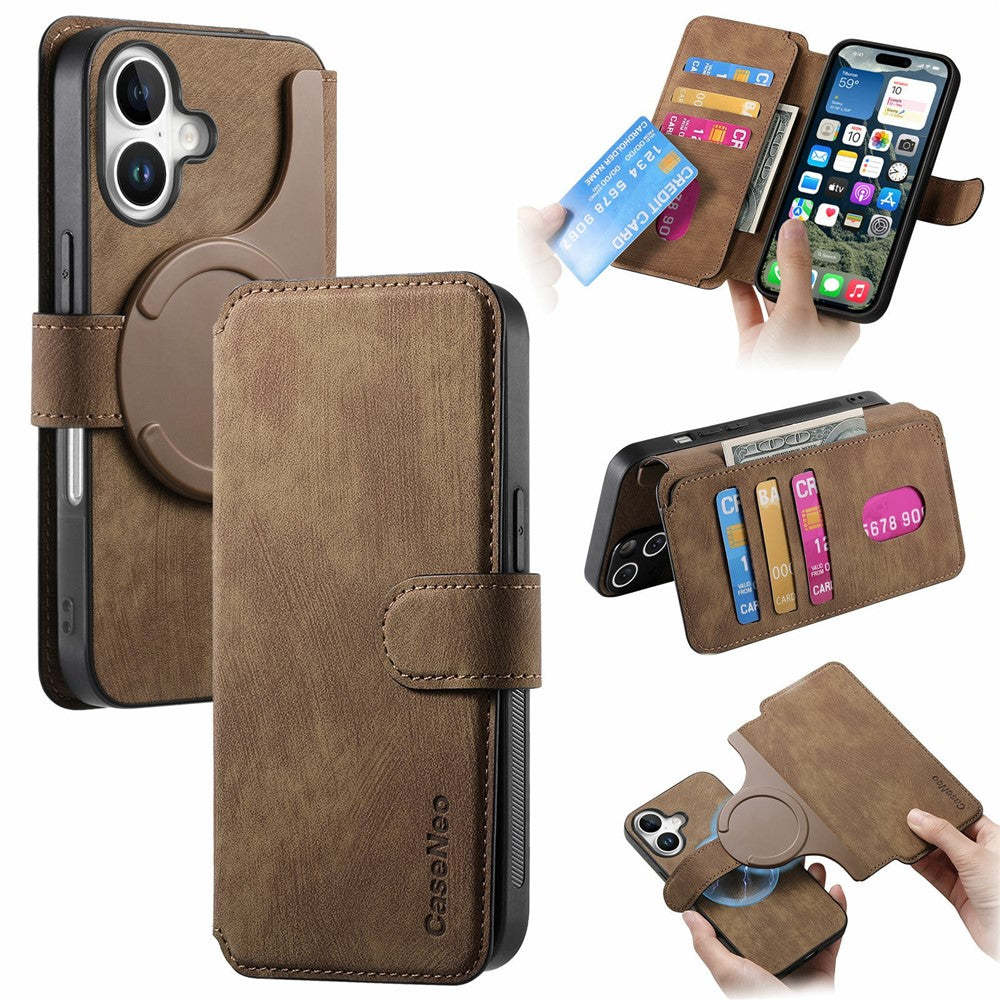 CASENEO MW-03 For iPhone 17 Case with Detachable Wallet Leather + TPU Phone Cover