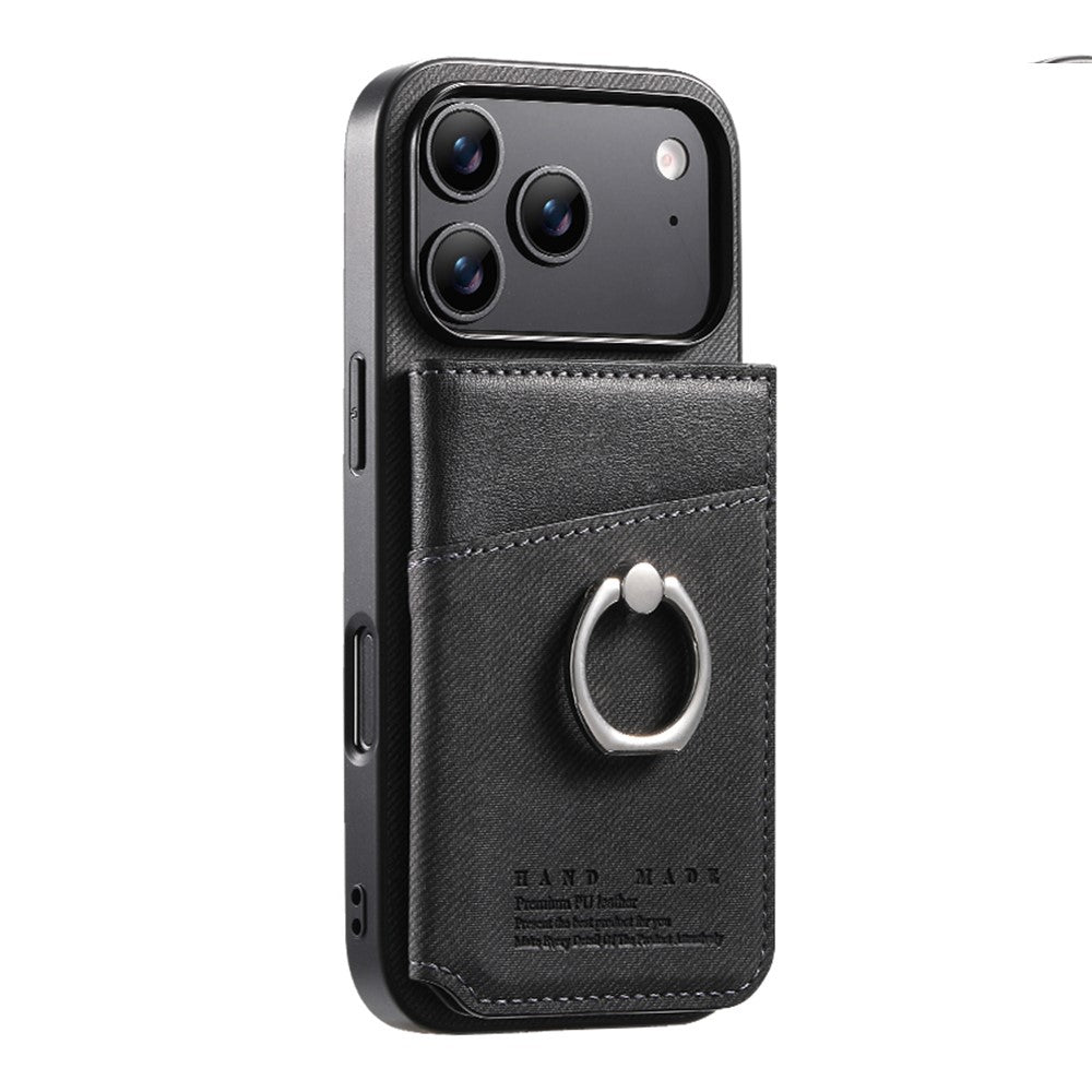 For iPhone 17 Pro Max Case with Card Holder Kickstand Leather + TPU + PC Phone Cover