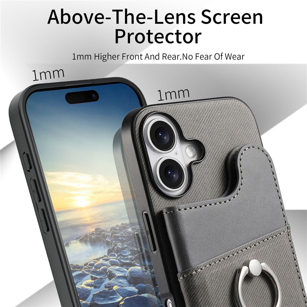 For iPhone 17 Case with Card Holder Kickstand Leather + TPU + PC Phone Cover
