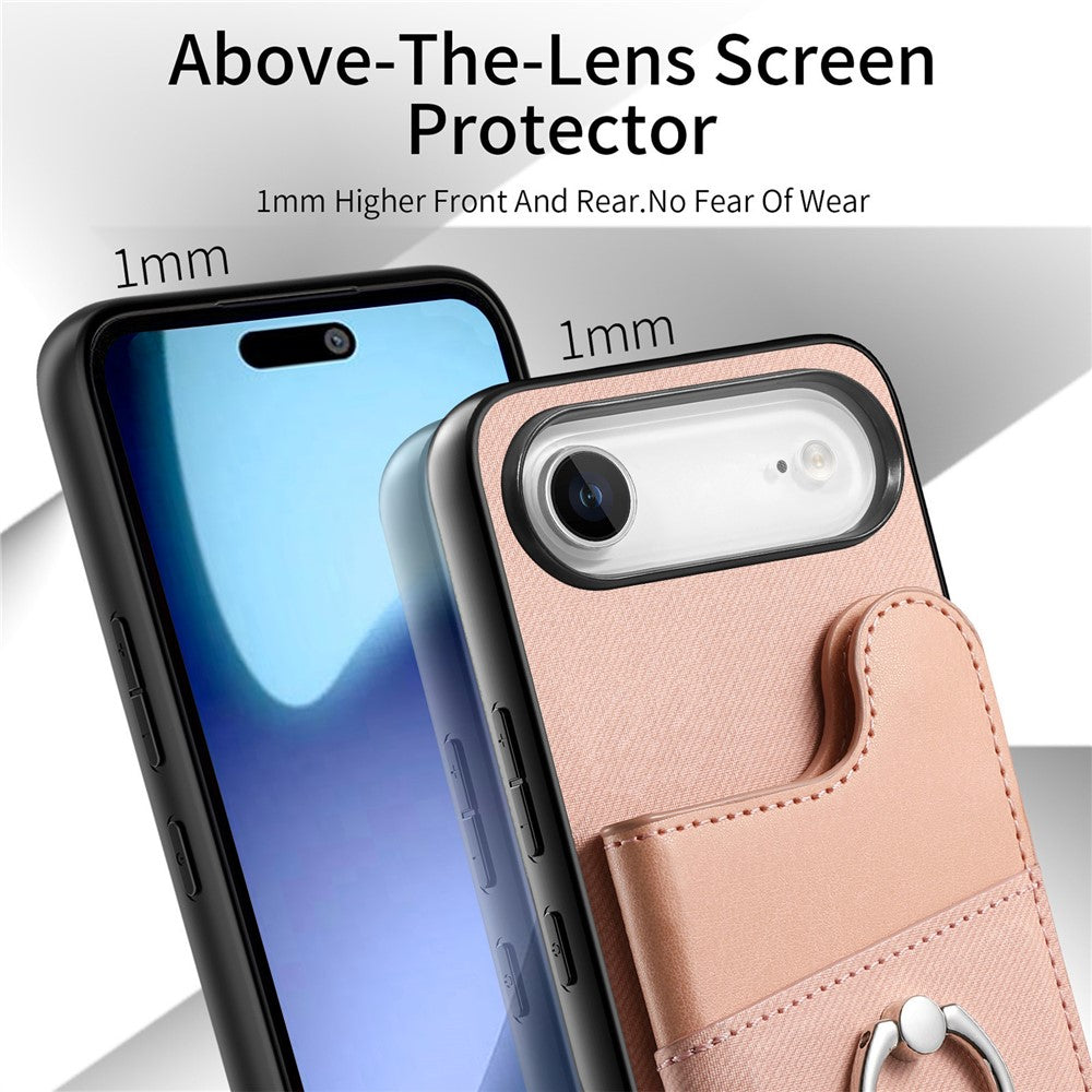 For iPhone Air Case with Card Holder Kickstand Leather + TPU + PC Phone Cover