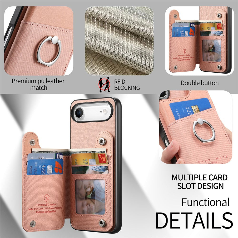 For iPhone Air Case with Card Holder Kickstand Leather + TPU + PC Phone Cover